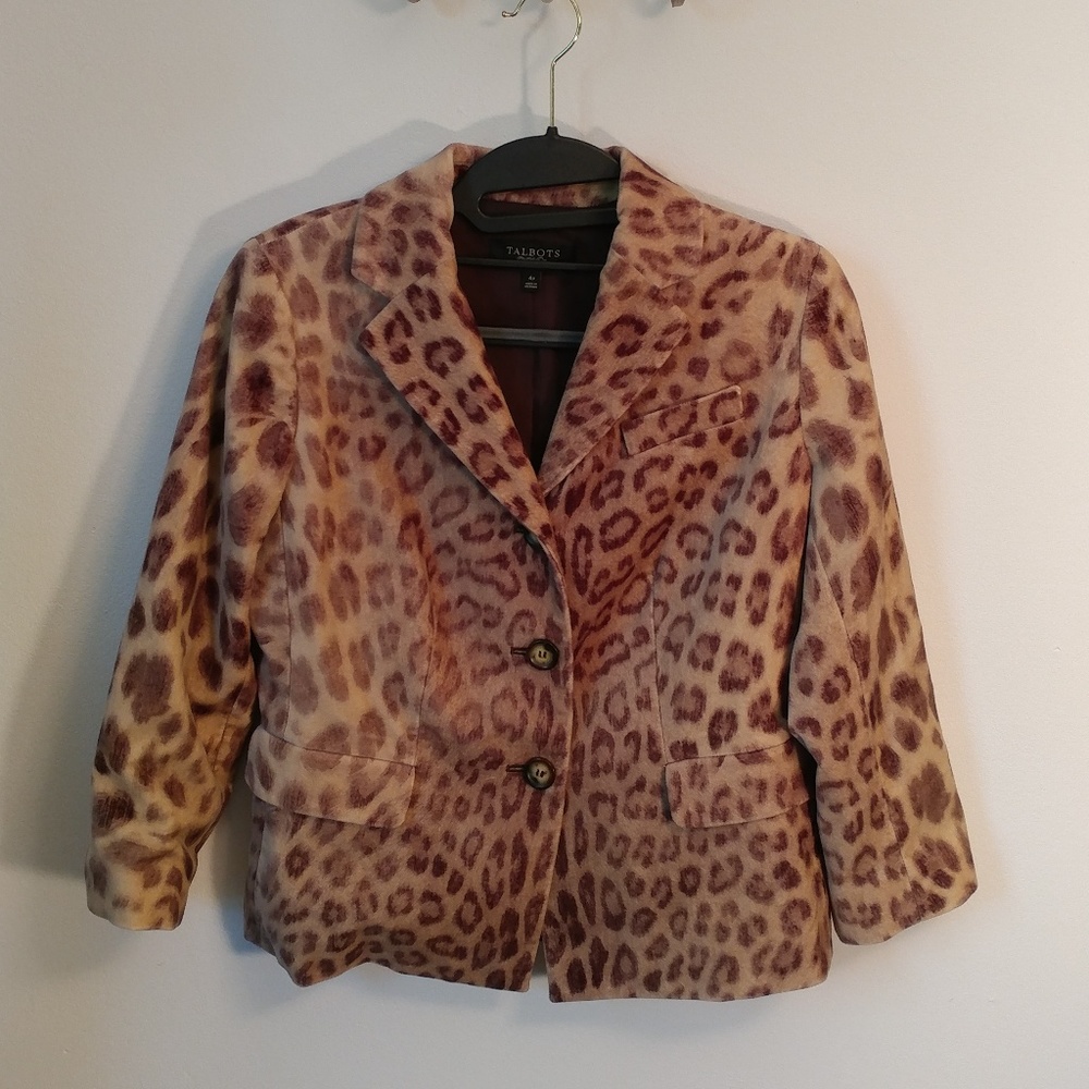 Talbots Leopard Print Blazer Size 4p - image 1